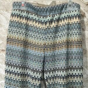 Joe B Blue Knit Patterned Lined Wide‎ Leg Palazzo Pants Women's Size Large